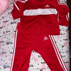 Adidas Red and White Athletic Set